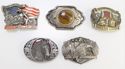 Lot 245 - Five vintage American belt buckles to include...