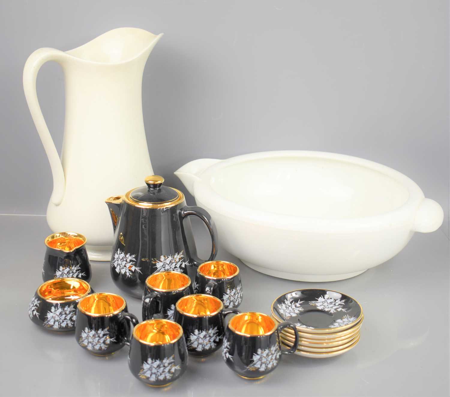 Lot 342 - A Prinknash Pottery Gloucester coffee set, in...