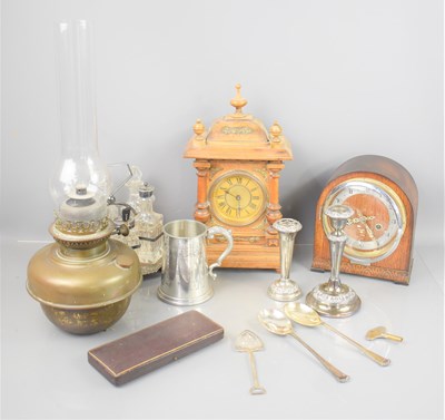 Lot 243 - Two mantle clocks to include an HAC oak cased...