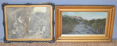 Lot 542 - A print depicting a river scene together with...