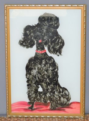 Lot 543 - A painting on ceramic of Yogi the Poodle.