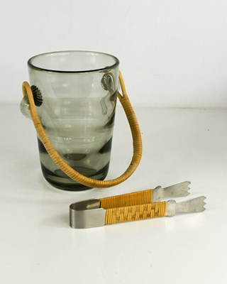 Lot 8 - A Holmgaard smoky glass mid century ice bucket,...