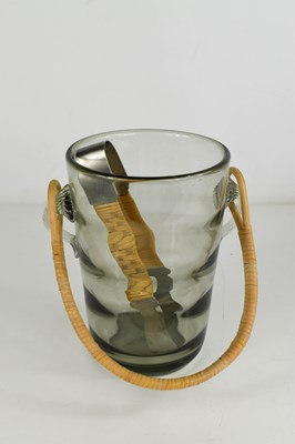 Lot 8 - A Holmgaard smoky glass mid century ice bucket,...