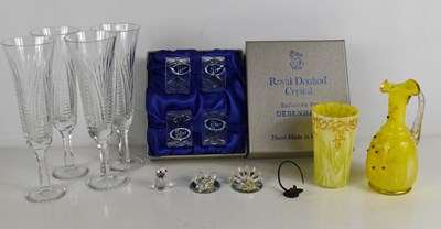 Lot 351 - A group of crystal to include champagne flutes,...