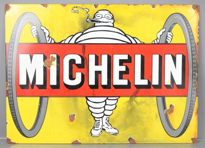 Lot 320 - A steel and enamel Michelin sign, 61cm by 44cm.