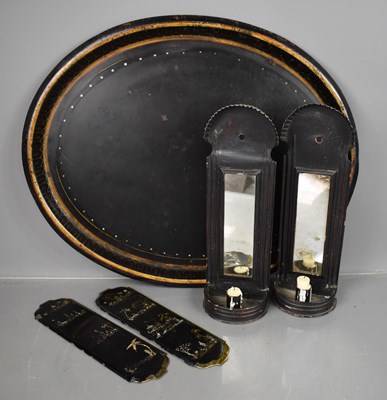 Lot 301 - A pair of Victorian black lacquered...