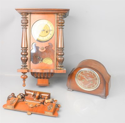 Lot 468 - A mahogany Vienna style wall clock together...