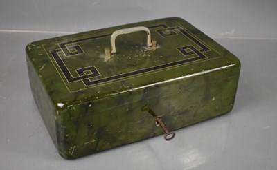 Lot 518 - An Art Deco period cash tin with key,...