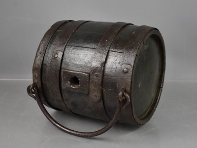 Lot 509 - An antique oak coopered barrel, with iron...