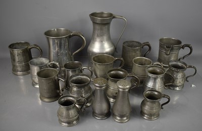 Lot 523 - A large group of antique pewter, to include...