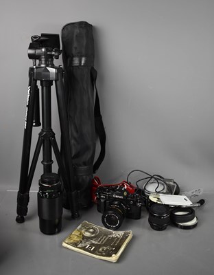 Lot 223 - A Canon A-1 35mm SLR camera with 70-210mm lens...