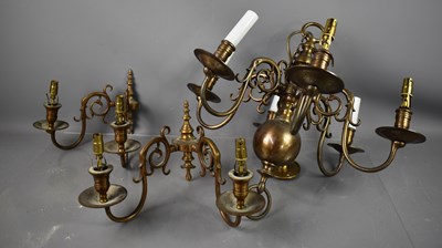 Lot 46 - A Belgium bronzed metal six branch chandelier...