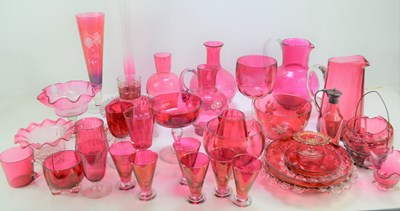 Lot 376 - A large group of Cranberry glassware to...