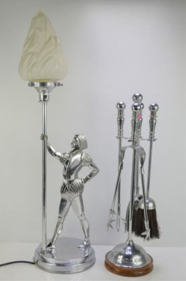 Lot 44 - A chrome table lamp in the form of a knight...