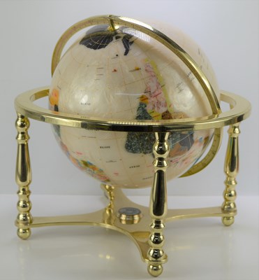 Lot 310 - A large semi-precious gemstone globe on stand.