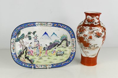 Lot 367 - A 19th century Chinese metal enamelled tray,...