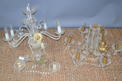 Lot 84 - Three glass chandeliers of various different...