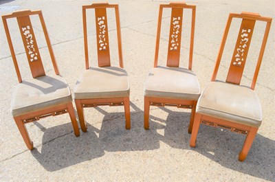 Lot 624 - A set of four hardwood Chinese chairs with...