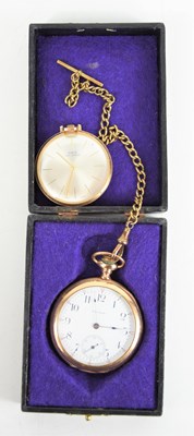 Lot 87 - A Waltham gold plated open faced pocket watch...