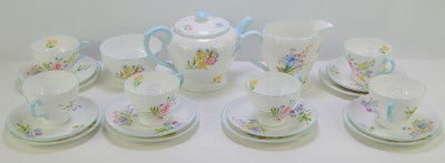 Lot 375a - A Shelley "Wild Flowers" tea service to...