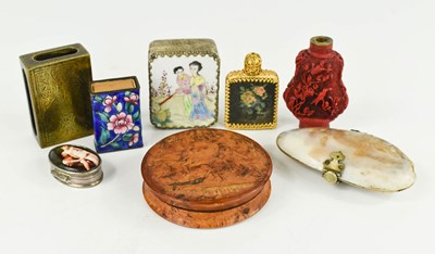 Lot 2 - A 19th century French treen pressed snuff box...