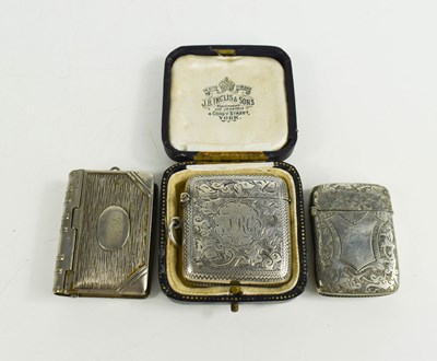 Lot 4 - A 19th century silver vesta case engraved with...