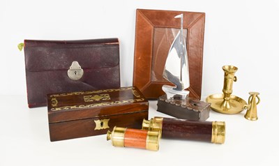 Lot 14 - A 19th century rosewood and brass inlaid ink...