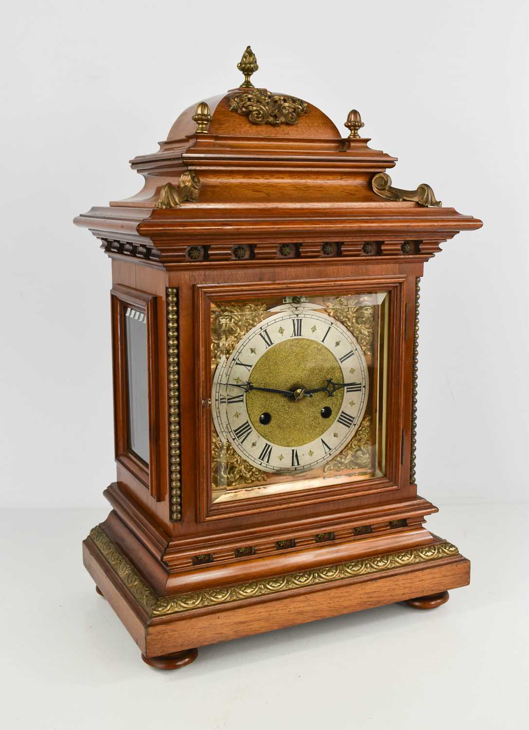 Lot 34 - A mahogany cased bracket clock, with domed top...