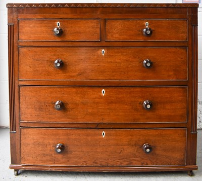 Lot 259 - A 19th century oak chest of drawers, the two...