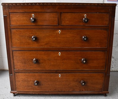 Lot 259 - A 19th century oak chest of drawers, the two...