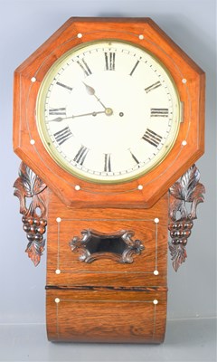 Lot 33 - A 19th century oak cased drop dial wall clock,...