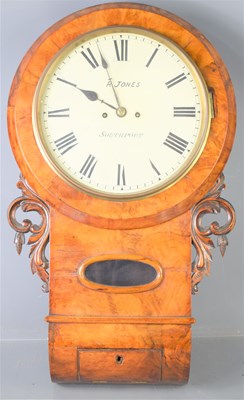 Lot 4 - A 19th century walnut cased drop dial clock,...