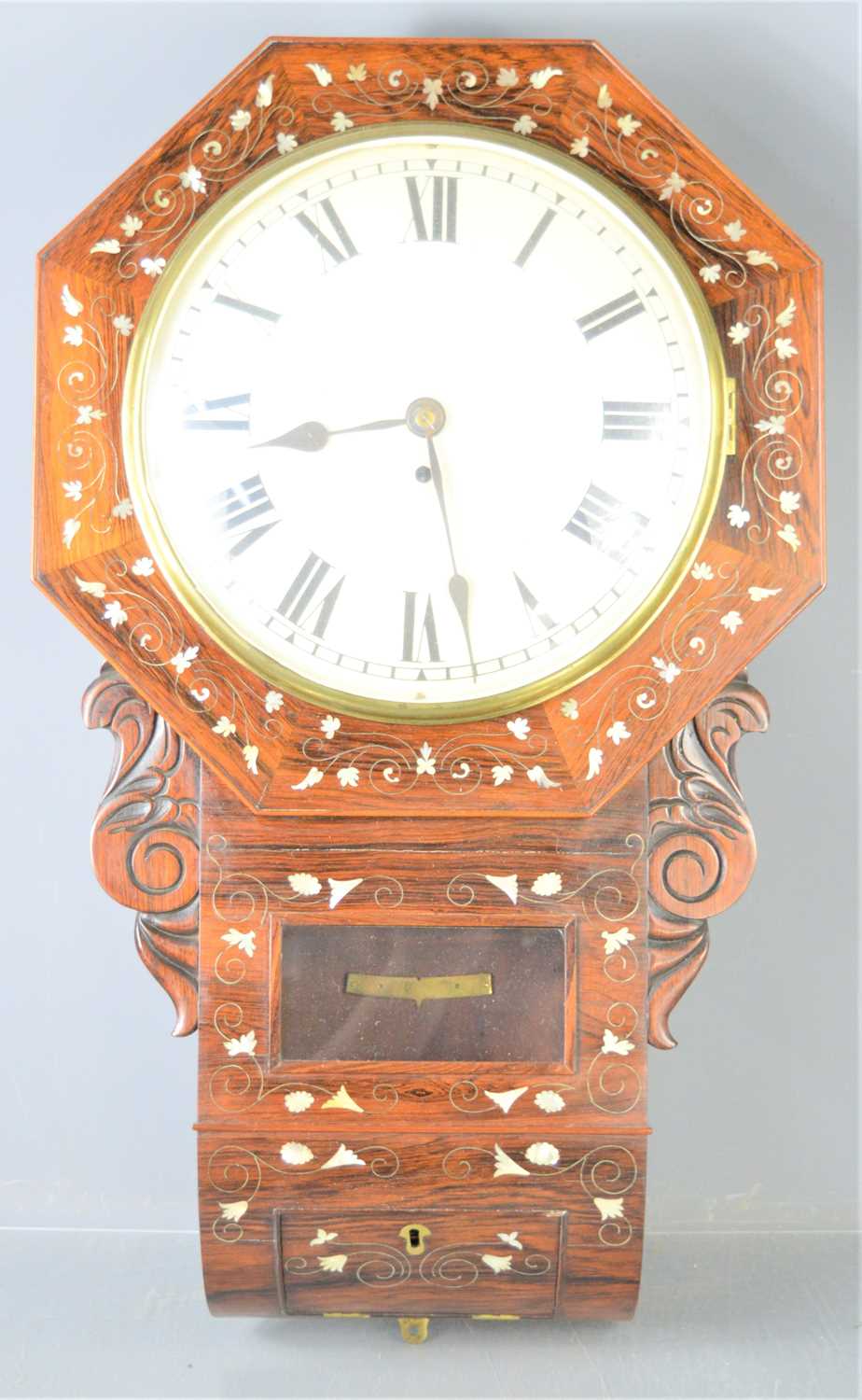 Lot 37 - A 19th century oak cased drop dial wall clock...