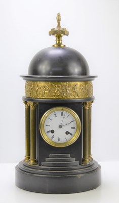Lot 20 - A 19th century mantle clock, the white enamel...