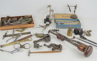 Lot 131 - A group of clock repair / making tools to...