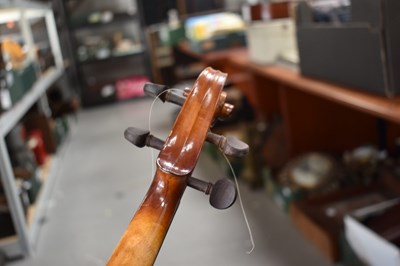 Lot 401 - An antique German violin, two piece back with...