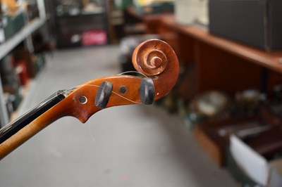 Lot 401 - An antique German violin, two piece back with...