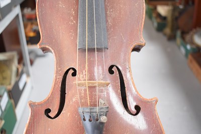 Lot 401 - An antique German violin, two piece back with...