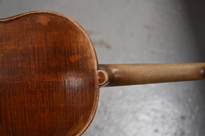 Lot 401 - An antique German violin, two piece back with...