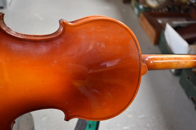 Lot 401 - An antique German violin, two piece back with...