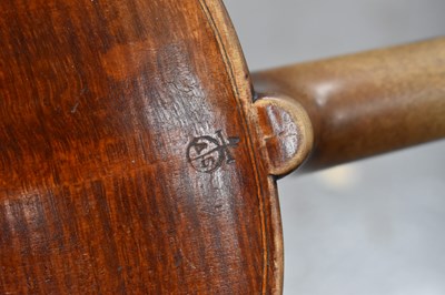 Lot 401 - An antique German violin, two piece back with...