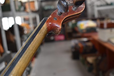 Lot 401 - An antique German violin, two piece back with...