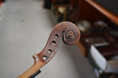 Lot 401 - An antique German violin, two piece back with...