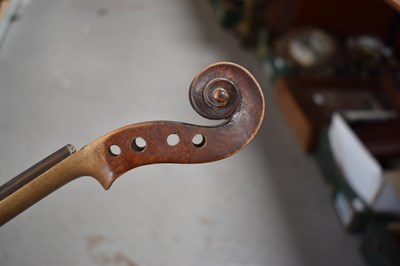 Lot 401 - An antique German violin, two piece back with...