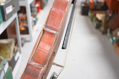 Lot 401 - An antique German violin, two piece back with...