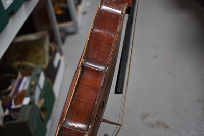 Lot 401 - An antique German violin, two piece back with...