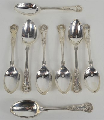 Lot 322 - Eight silver desert spoons in the Kings...