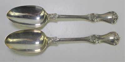 Lot 314 - Two silver tablespoons in the Queens Pattern,...