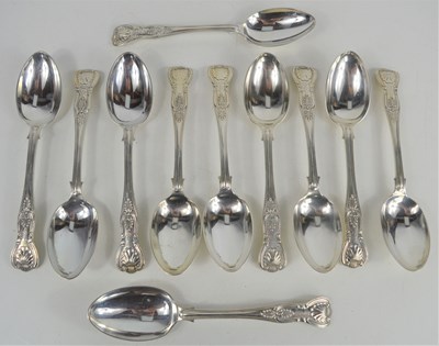 Lot 324 - Eleven silver dessert spoons in the Kings...