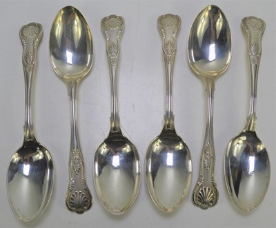 Lot 318 - Six silver tablespoons in the Kings Pattern,...